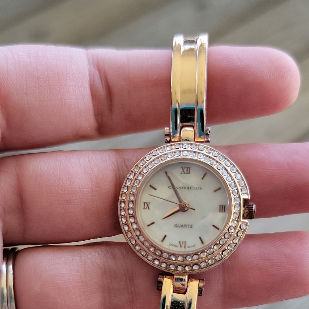 Charter Club Gold Crystal-Accented Watch